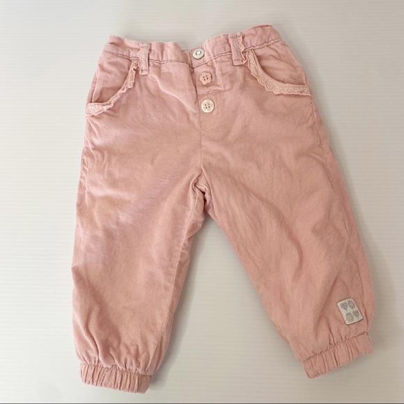 3 x bundle Girls size 0 lined cozy corduroy pants with long sleeve tops t-shirts - Picture 2 of 13